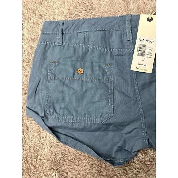 Roxy Shorts Womens Cheeky Chino Hot Pants Mid Rise Cuffed Blue - Picture 6 of 16
